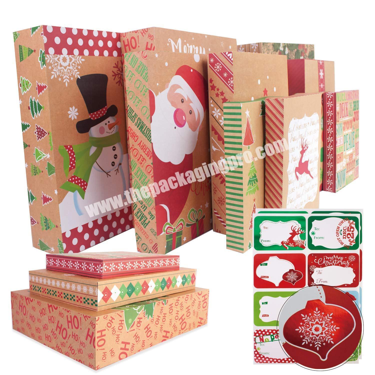 Eco-friendly Luxury Kraft Paper Clothes Gifts Packaging Christmas Boxes with Lids
