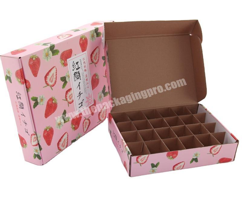 Eco-friendly custom logo printed corrugated packing box mailer packaging box for strawberry with paper inserts