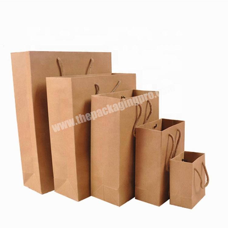 Eco-friendly custom logo printed recyclable coffee hat clothing packaging Brown Kraft Paper Shopping Bag with twisted Handle