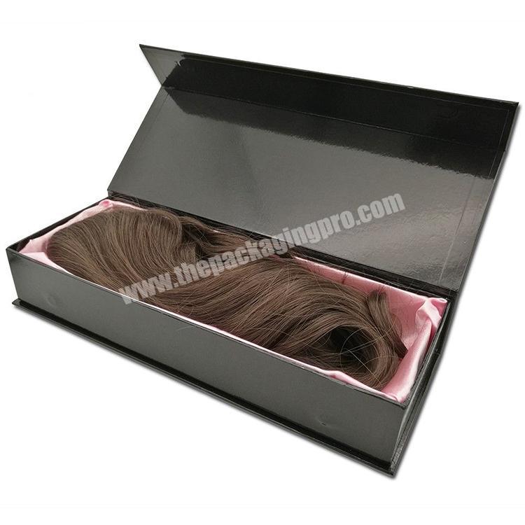 Free Samples Rectangle Storage Cardboard Magnetic Paper Clamshell Type Wig Package Satin Boxes