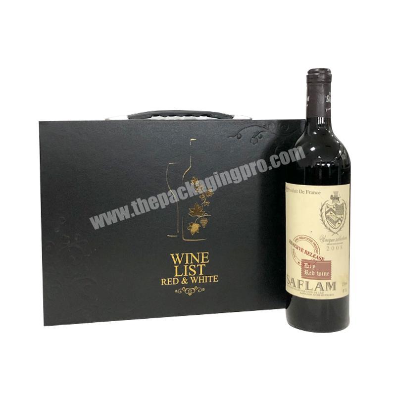 Custom Luxury High Quality Custom Logo Printed Recycled Eco-friendly Black Gift Box Cardboard Wine Packaging Box