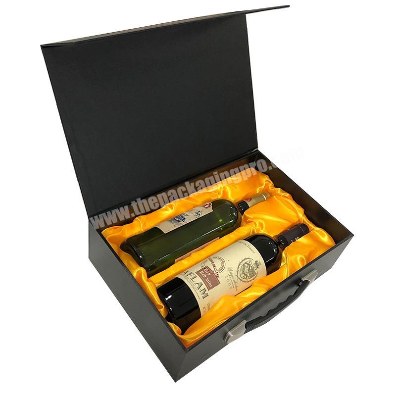 High-end luxury cardboard paper biodegradable decorative gift 2 bottles boxes for wine bottle