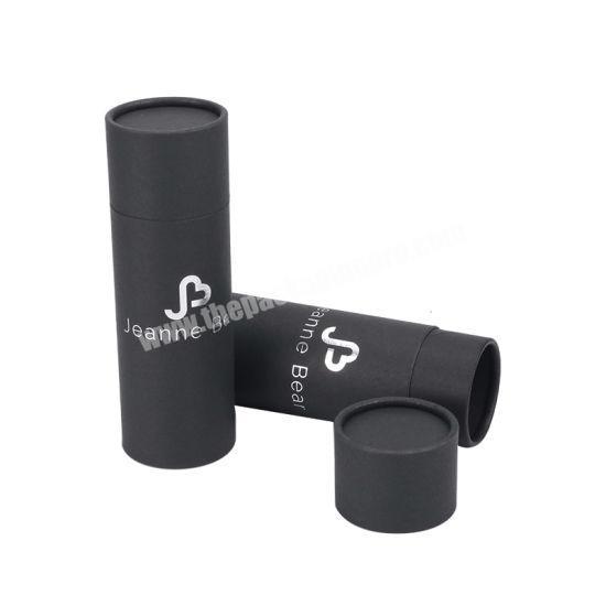 High quality custom logo printed round cylinder shape black paper tube packaging with movable lid
