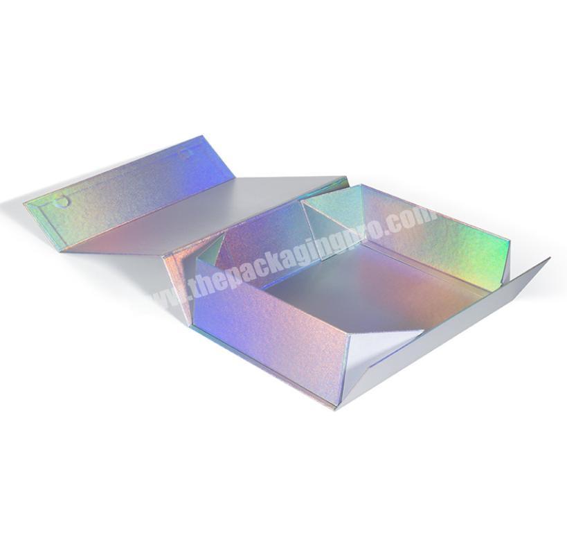 Custom Design Luxury Recycling Unique Magnetic Sealing Ribbon Printing Logo Holographic Folding Wrapping Paper Gift Box Clothes