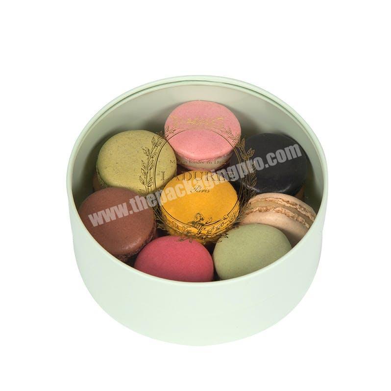 Hot Selling Round Shape Cardboard Macarons Chocolate Cookies Paper Tube Packaging Box With PVC Window