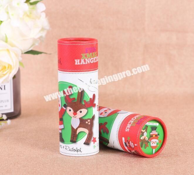 Wholesale Custom red Santa Claus round paper pull cylinder Packaging rigid tubes