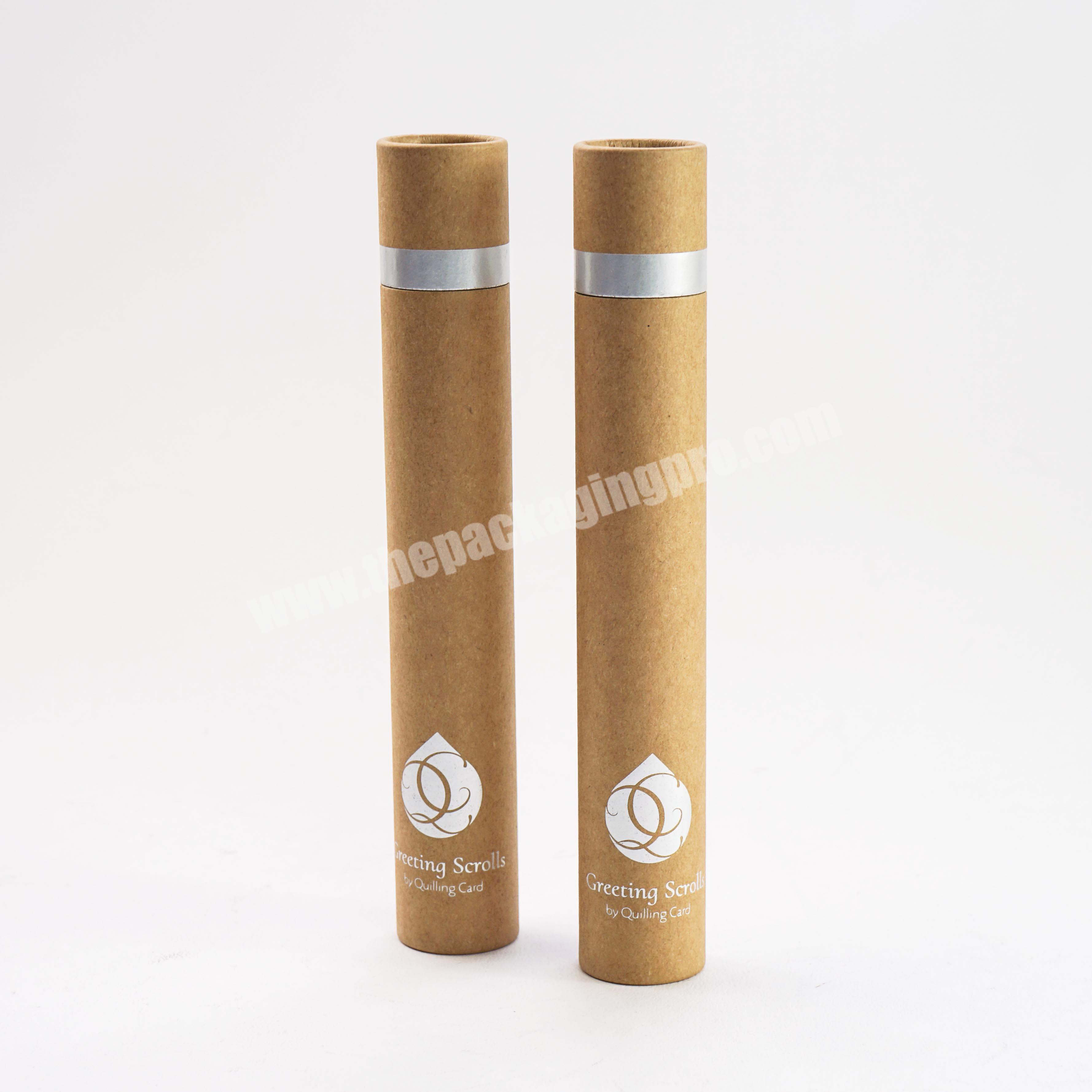 Kraft Paper Tube Packaging Box In Roll Edge Lid For Incense Stick
