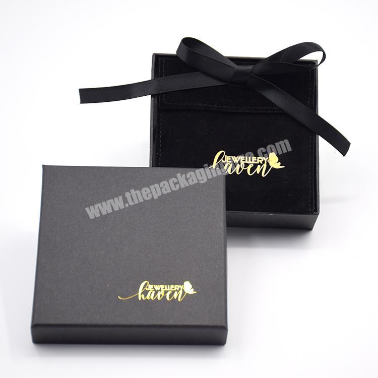 Logo Printed Customized Gold Foil Portable Gift Ribbon Rectangle Cardboard Box For Jewellery