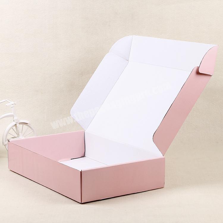 Logo printed luxury rigid corrugated paper pink craft box packaging for hair extensions
