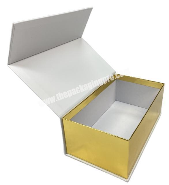 Logo printed white book shaped gift box with gold frame made in shenzhen factory