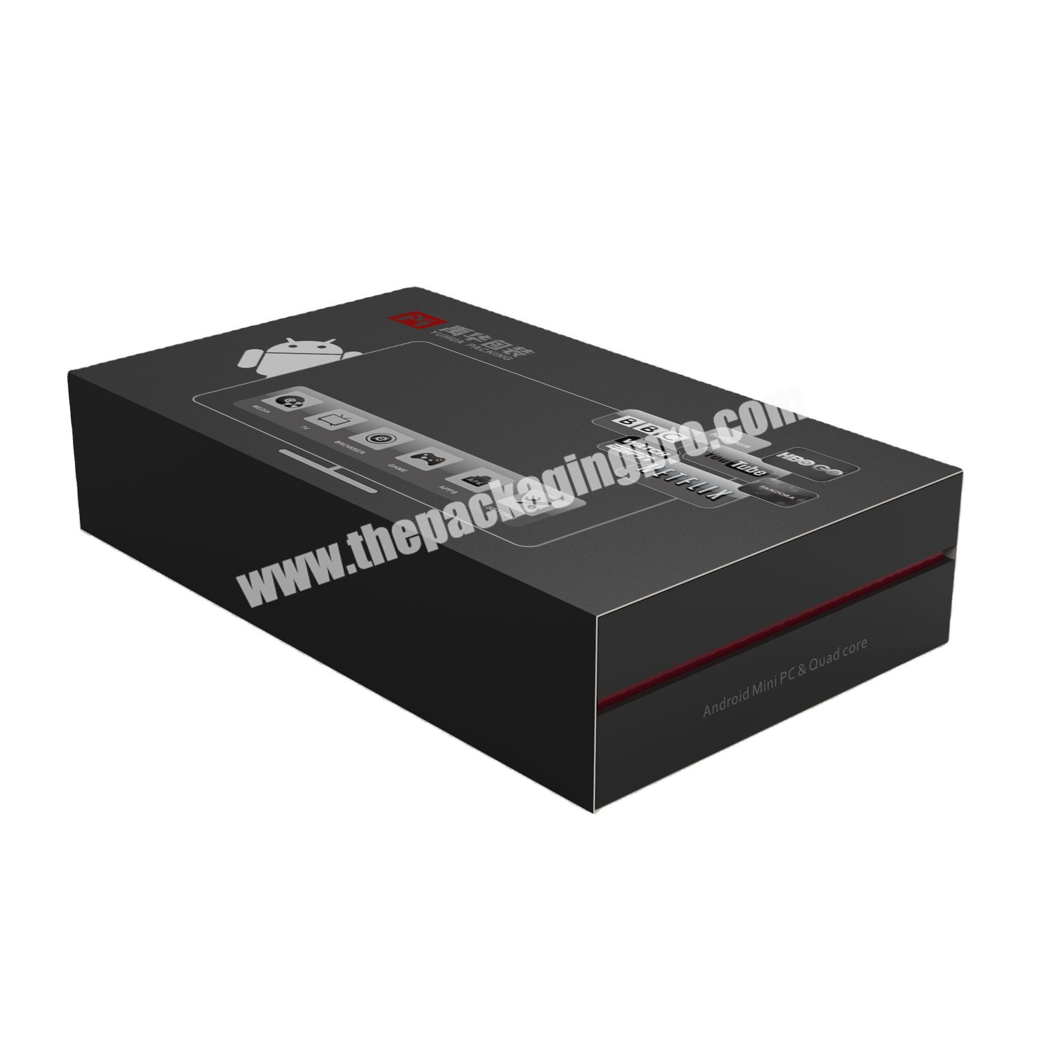 Luxury Black Lid Bottom Custom Rigid Paper Packaging Top And Base Boxes 2 Piece Gift Box For Phone Perfume With Envelope
