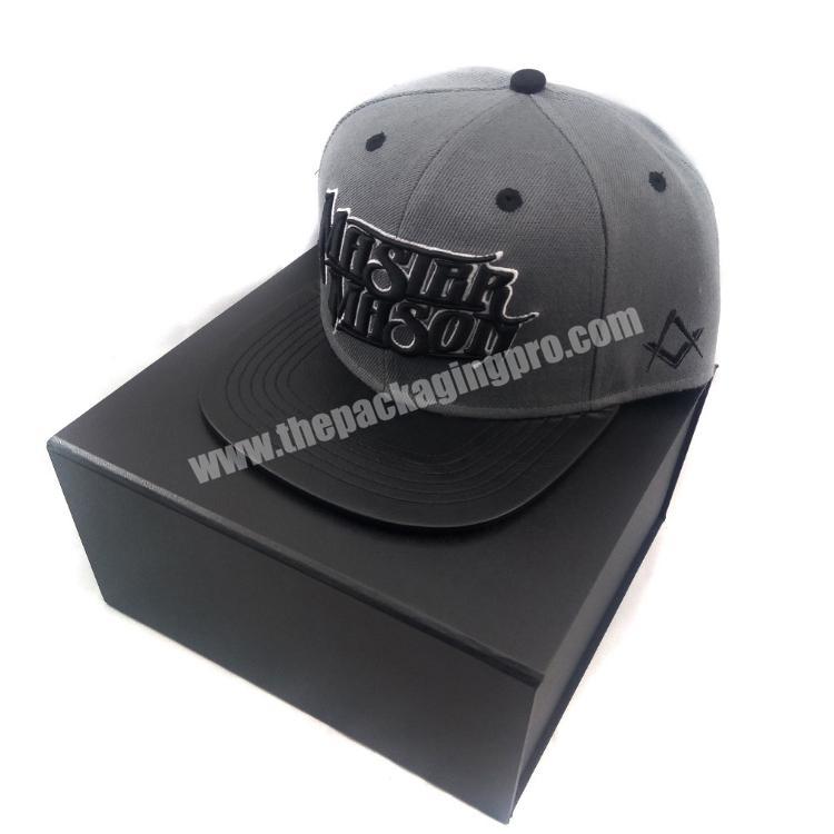 Luxury cardboard black matte packing box lid gift box packaging for baseball cap