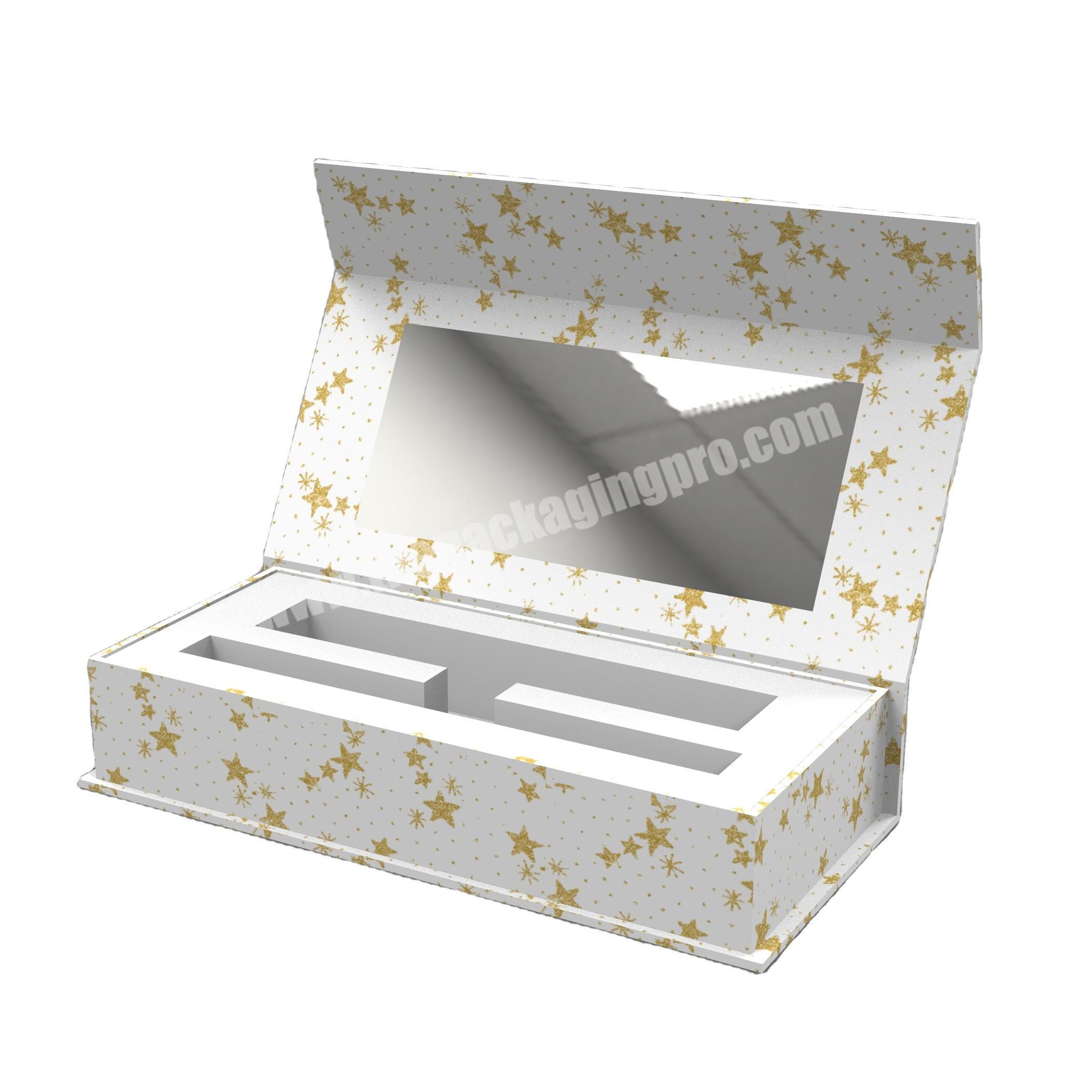 Luxury customized logo magnetic lid packaging box with mirror skincare products rigid paper cardboard gift box for cosmetics
