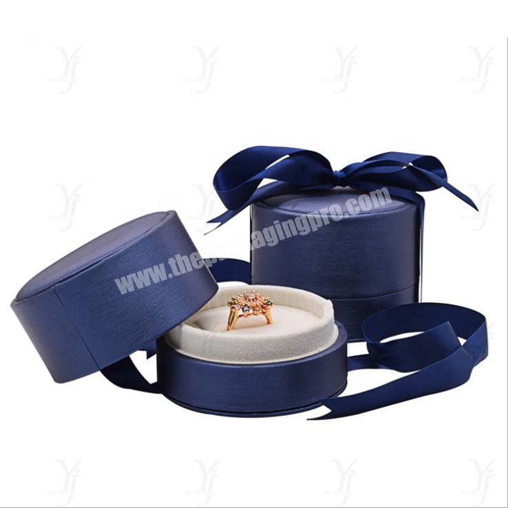 Luxury small ring gift packaging velvet insert round jewelry box