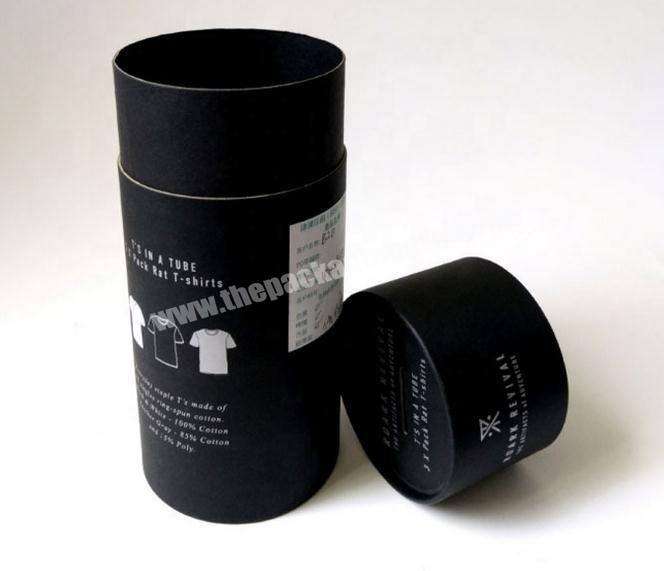 Manufacturer customize T-shirt and short sleeve wrapping paper tube black kraft paper food cylinder tube packaging