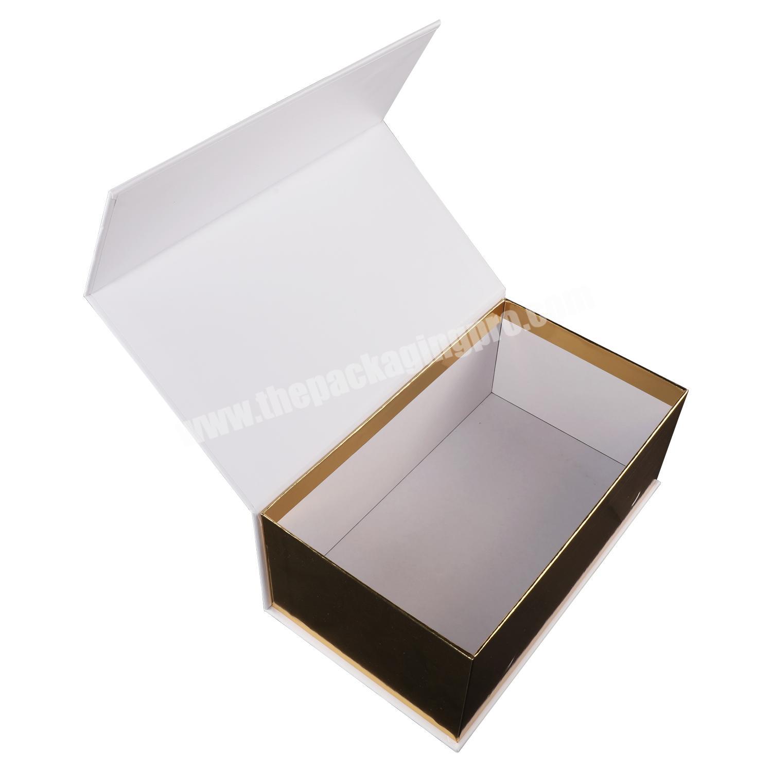 Custom logo premium rigid hard cardboard collapsible magnetic lock gift box