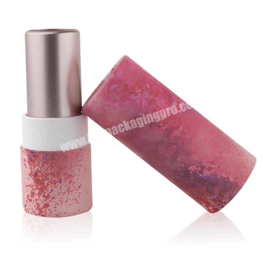OEM Custom Logo Red Printing Lipgloss Cosmetic Deodorant Dropper Paper Tube Gift Push Up Kraft Lip Balm Cylinder Packaging
