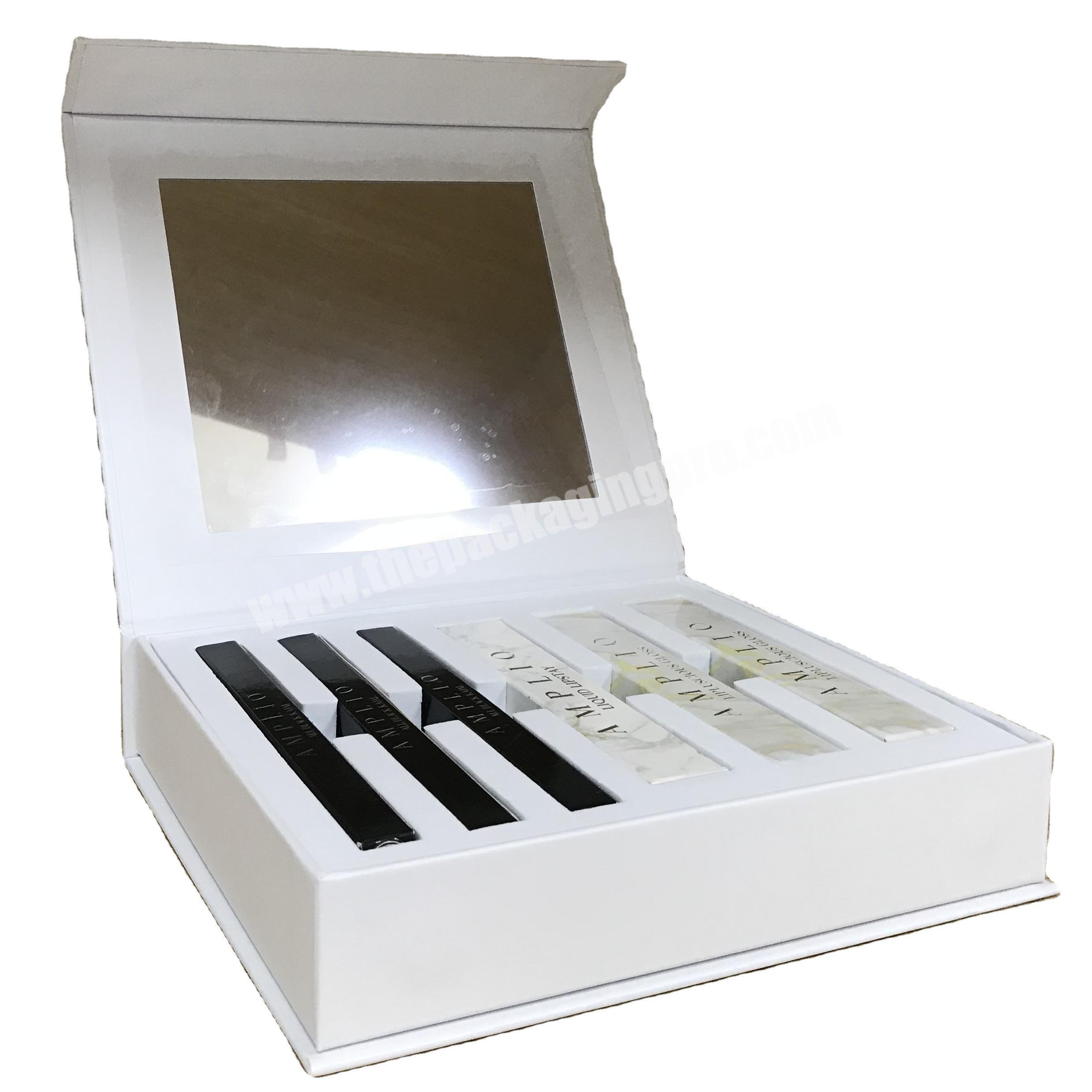 Perfect Custom  Make-up Packaging Box with Foam Insert And Mirror Skincare Product Gift Box Kit Set Cosmetic Box