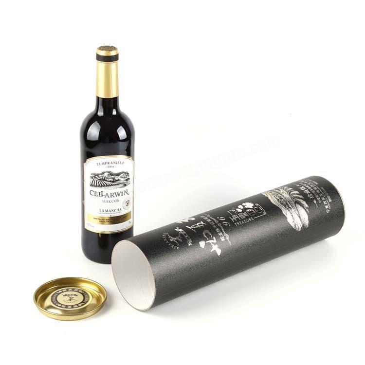 Premium Quality Luxury Metal Lid Wine Glass Bottle Round Packaging Paper Box Paper Tube