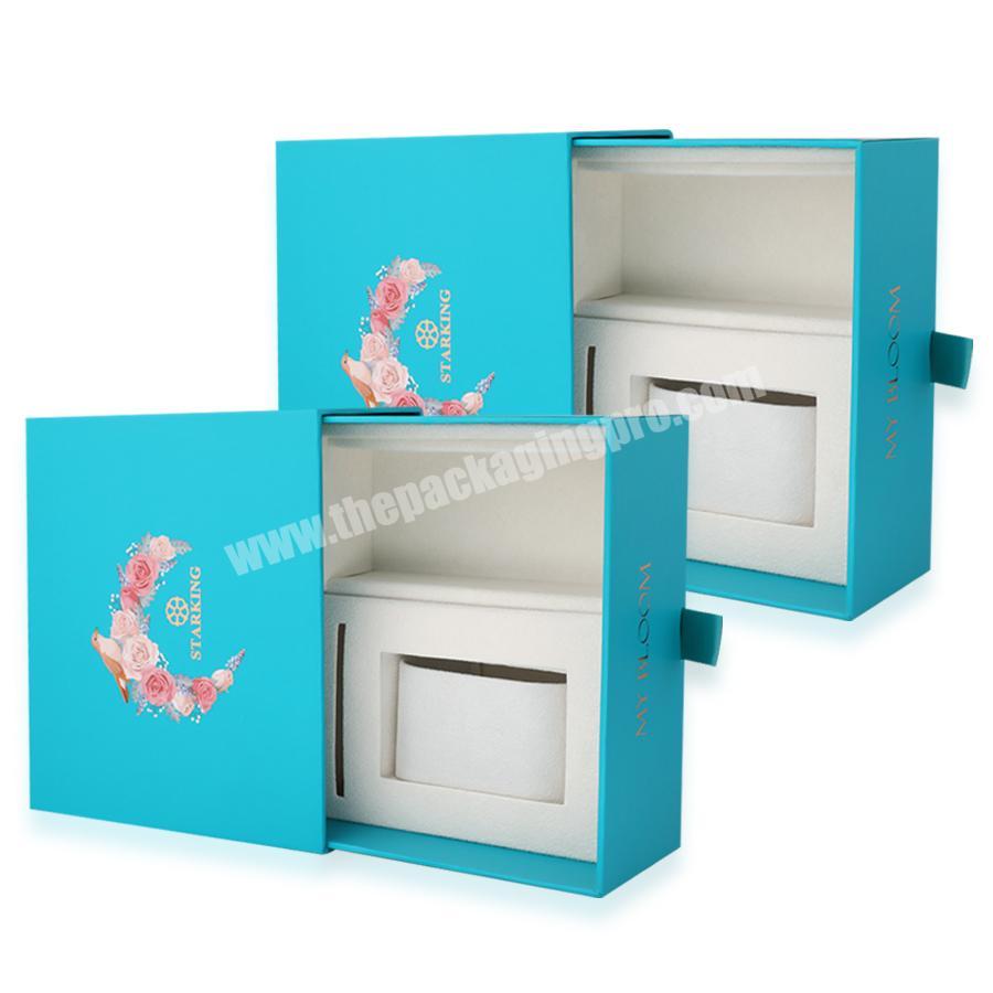 Recycled Unique Slide Closures Ribbon Printing Logo Holographic Packaging Paper Gift Boxes