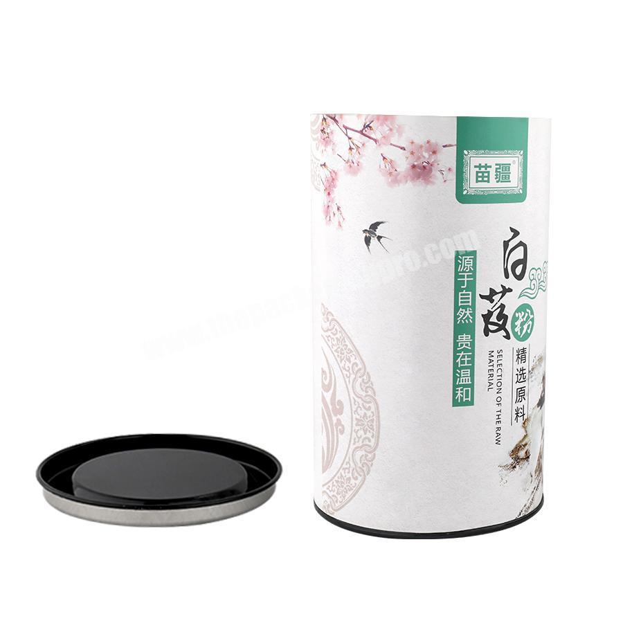 Round luxury packaging with metal tin cover printing paper tubes steel cylinder box