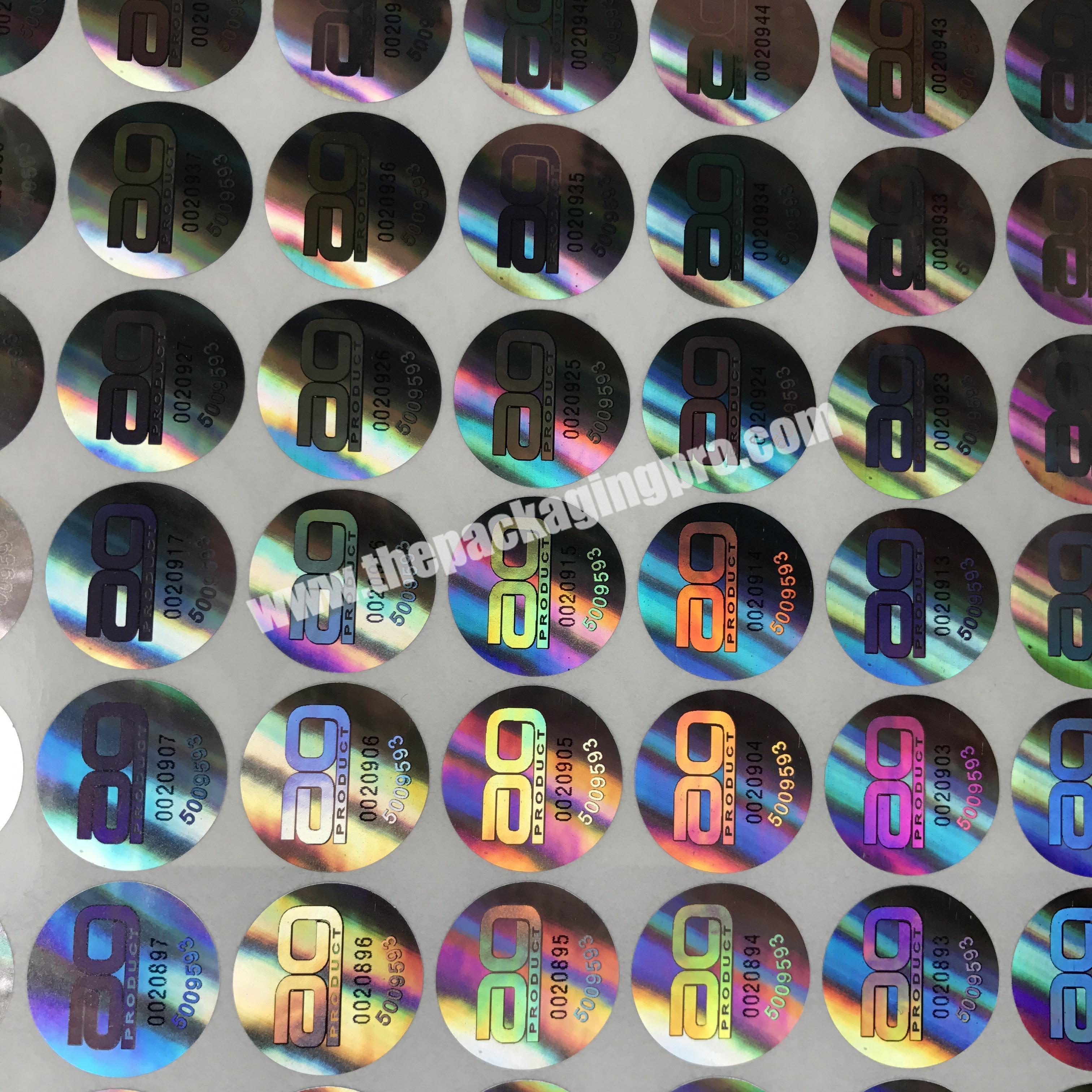 Custom 3d PET vinyl hologram stickers with serial numbers