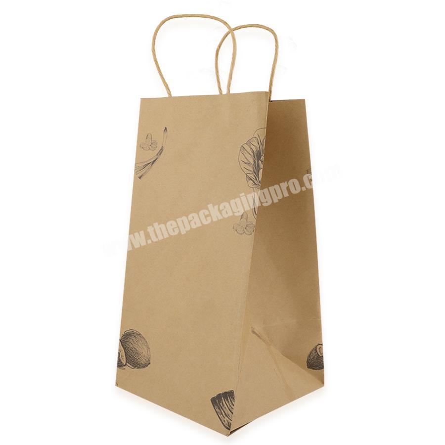 Wholesael Customized LOGO printing shopping coffee kraft handle paper bag