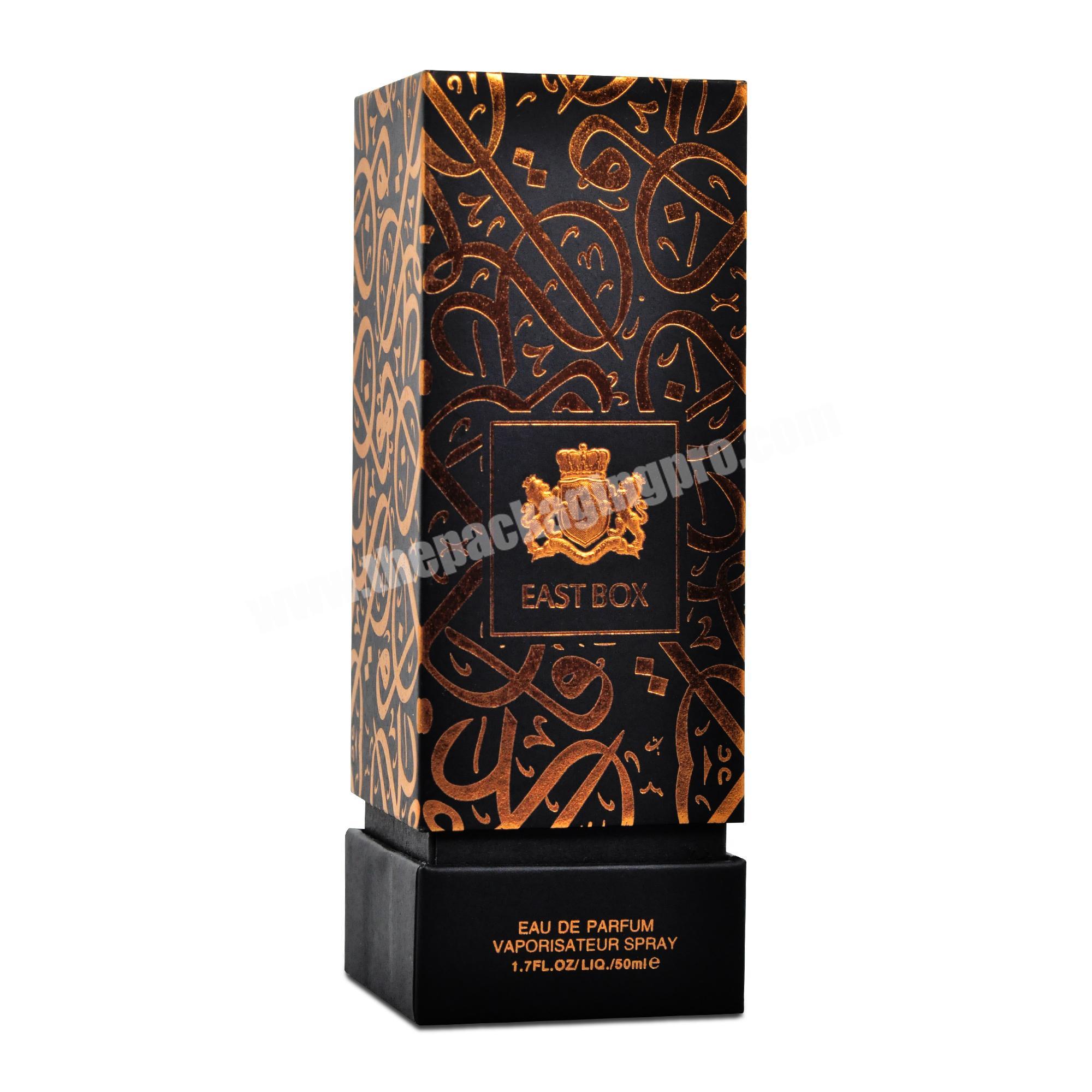 Wholesale Black wine box Golden wavy grain cardboard packaging  box Luxury Perfume box