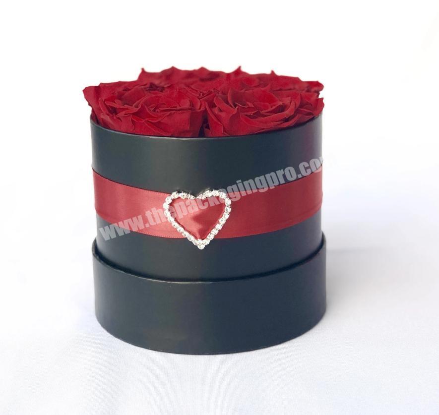 Wholesale Custom Design Luxury Rose Cylinder Packaging Cardboard Hat Round Gift Flower Box