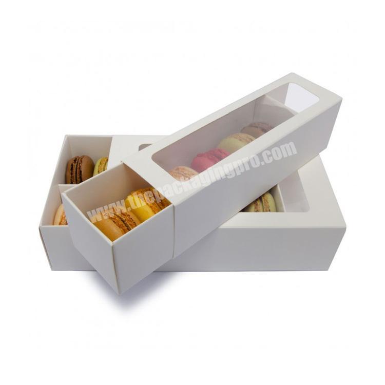 Wholesale Custom French Macaron Favour Paper Boxes Packaging with Clear Window