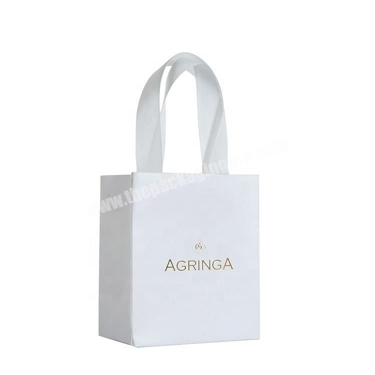 Wholesale Custom Logo biodegradable Color Printed Jewelry Gift Packaging Bags Luxury white Paper Bag