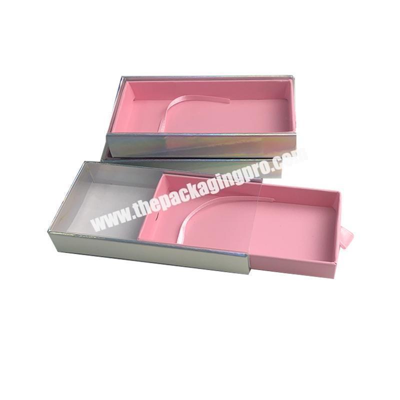 Rectangle Laser Paper Eyelashes Boxes for Women Use Drawer Shape Portable Cosmetic Boxes