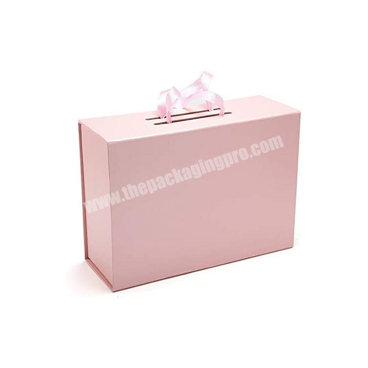 Wholesale Eco-friendly 11.5x8.5x4 Inches Pink Birthday Cosmetic Gift Box With Satin Ribbon