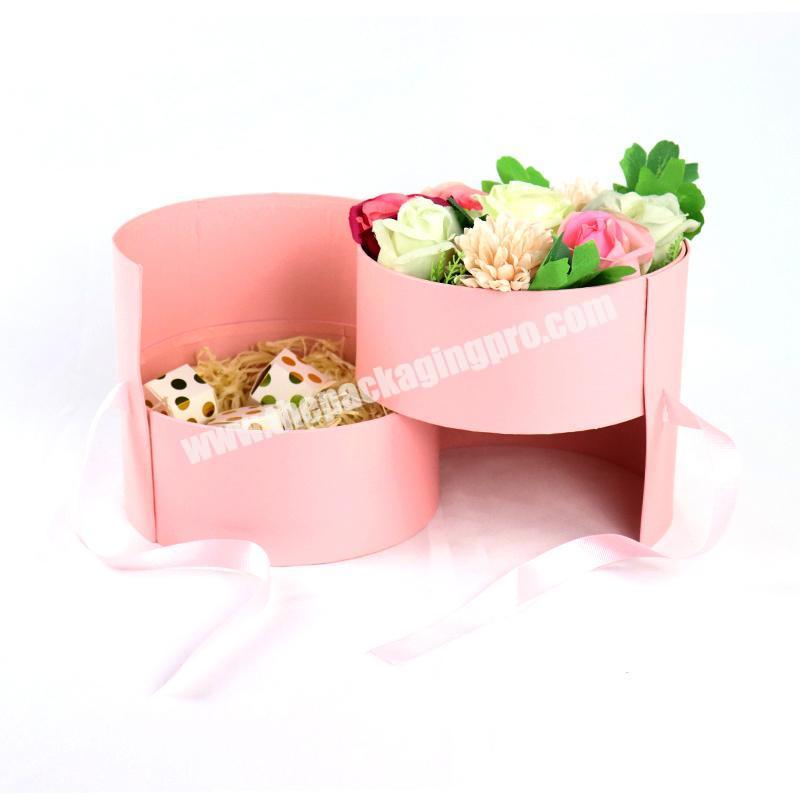 Premium luxury fashion customized design and logo rigid cardboard round gift flower box