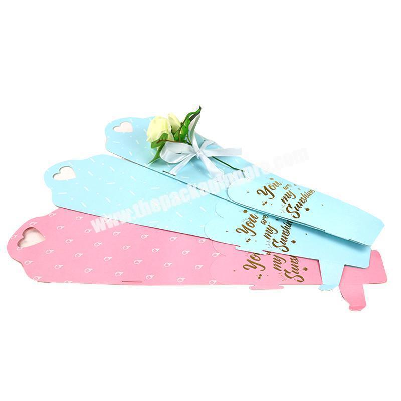 China Wholesale Flower Box Colored Cardboard Single Flower Boxes Packaging Gift Blue and Pink