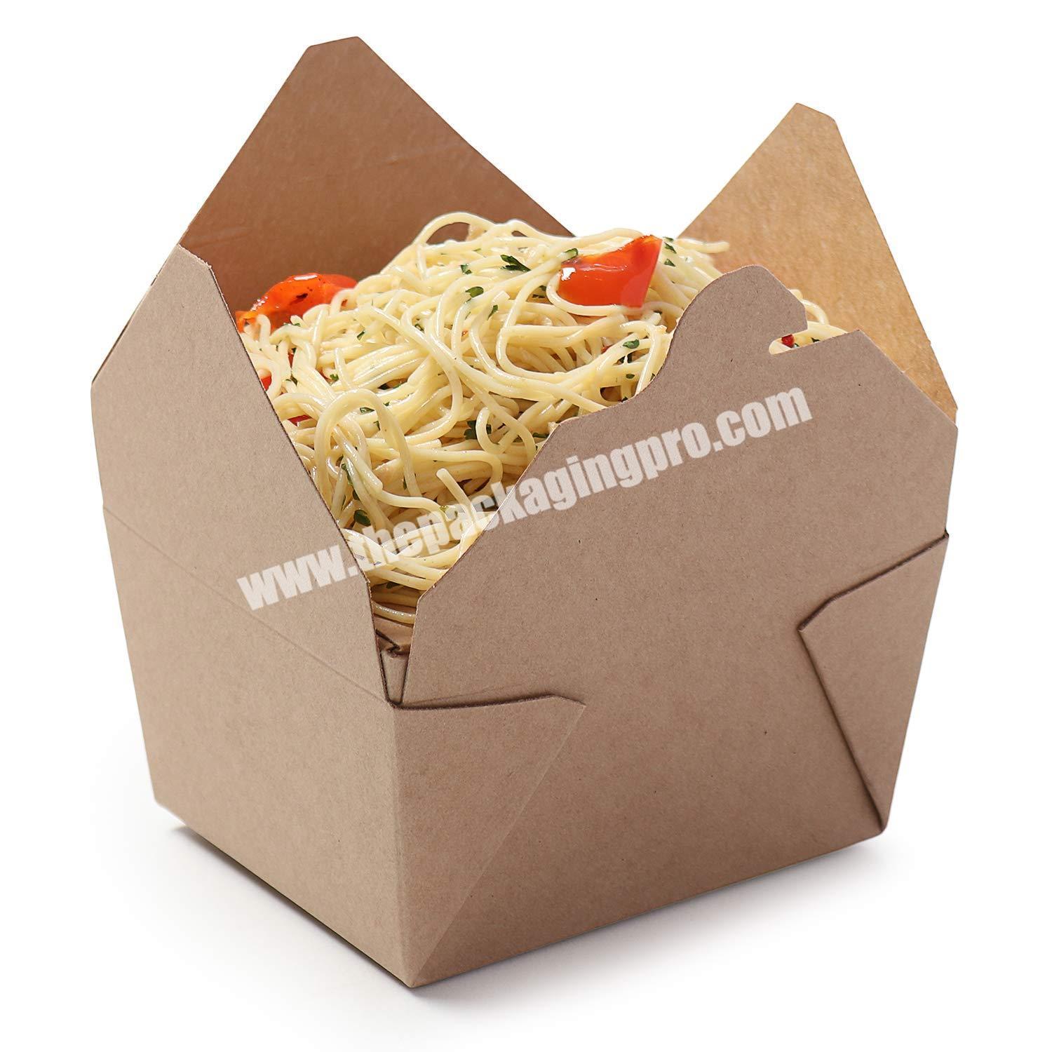 Wholesale Microwavable Leak and Grease Resistant Take Out Folded Top Kraft Paper Food Boxes