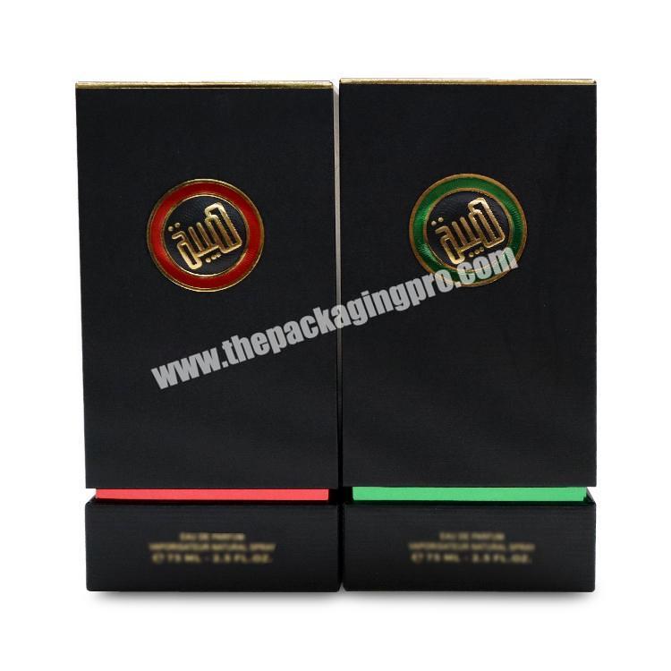 Wholesale black cosmetic packaging empty hard perfume box custom logo high-end gift perfume bottle cosmetic box