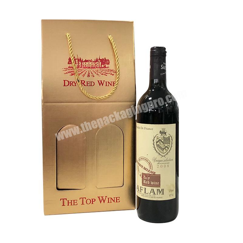 Wholesale eco-friendly recycled hot stamping rigid cardboard paper 2 bottles 3 bottles 6 bottles packing wine shipping box