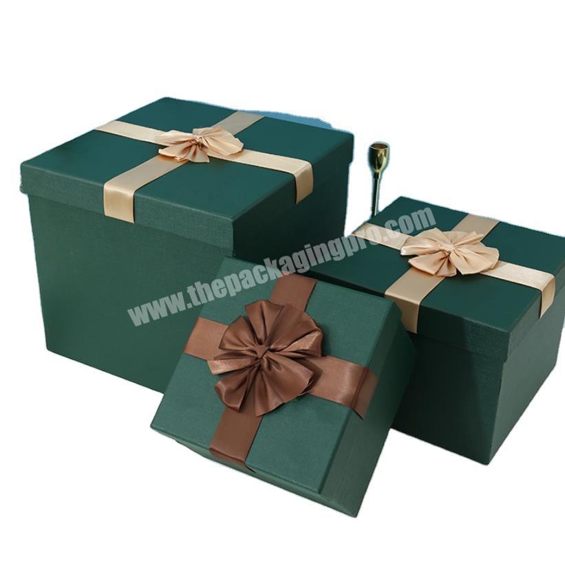 Wholesale factory price lid and bottom packaging box for watch Christmas gift paper box with ribbon bow custom design