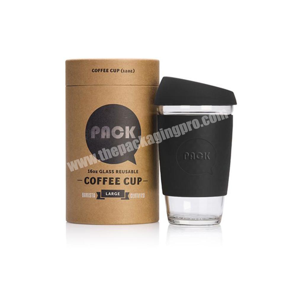 Wholesales Recyclable Kraft Paper Coffee Cup Round Tube Packaging Box for delivery