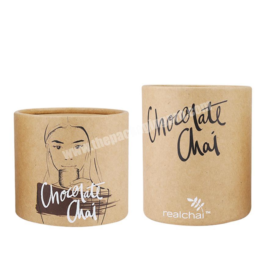 custom black printing logo brown craft round paper tube cardboard cylinder jar round paper box