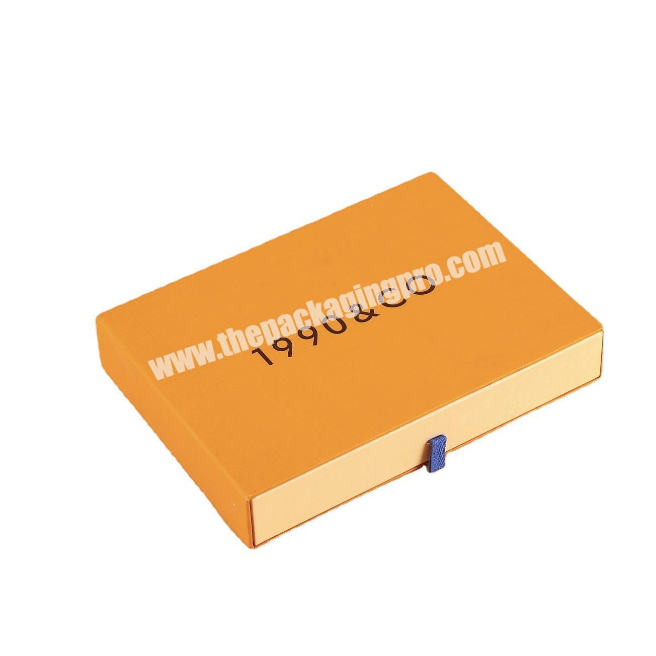 custom color and logo  paper gift drawer box with ribbon