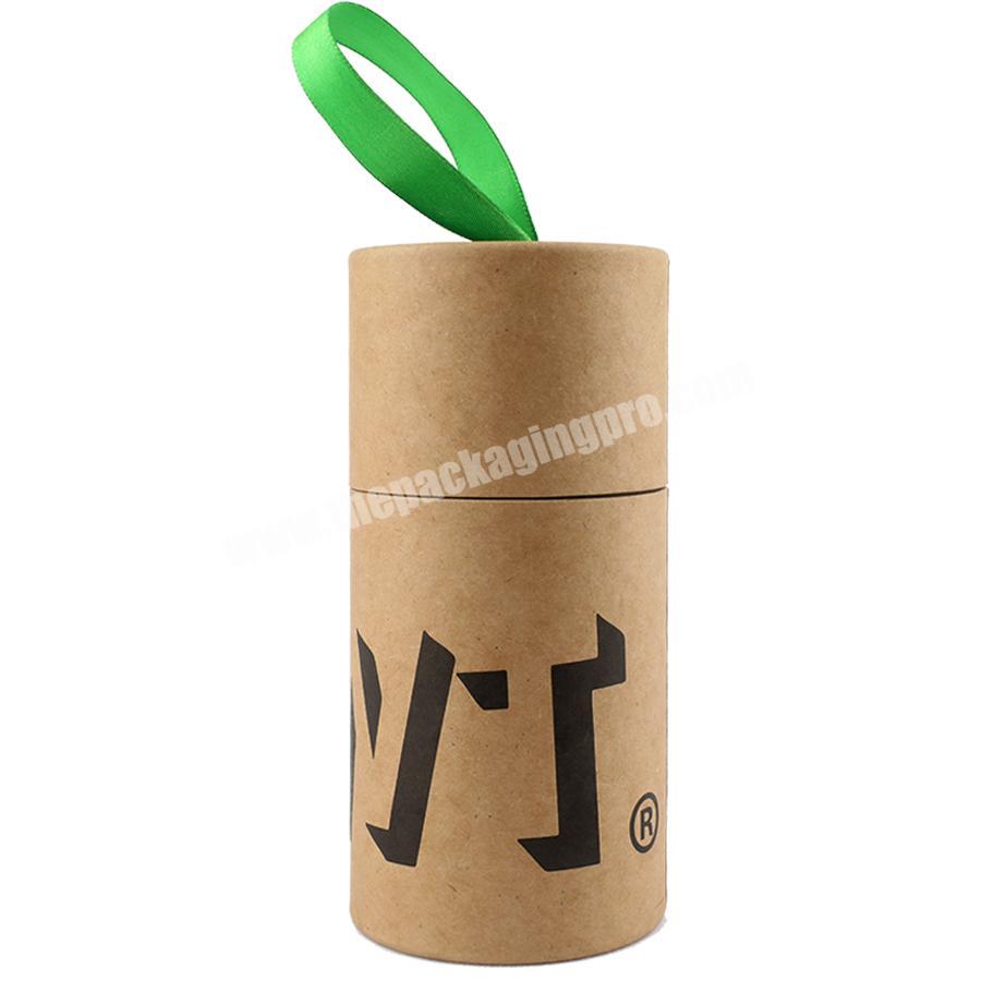 custom design biodegradable recycled cylinder paper packaging with ribbon kraft cardboard paper tube