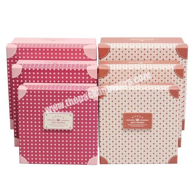 custom wooden paper gift box matte Square Pink Gift Box packaging boxes with ribbon embossing