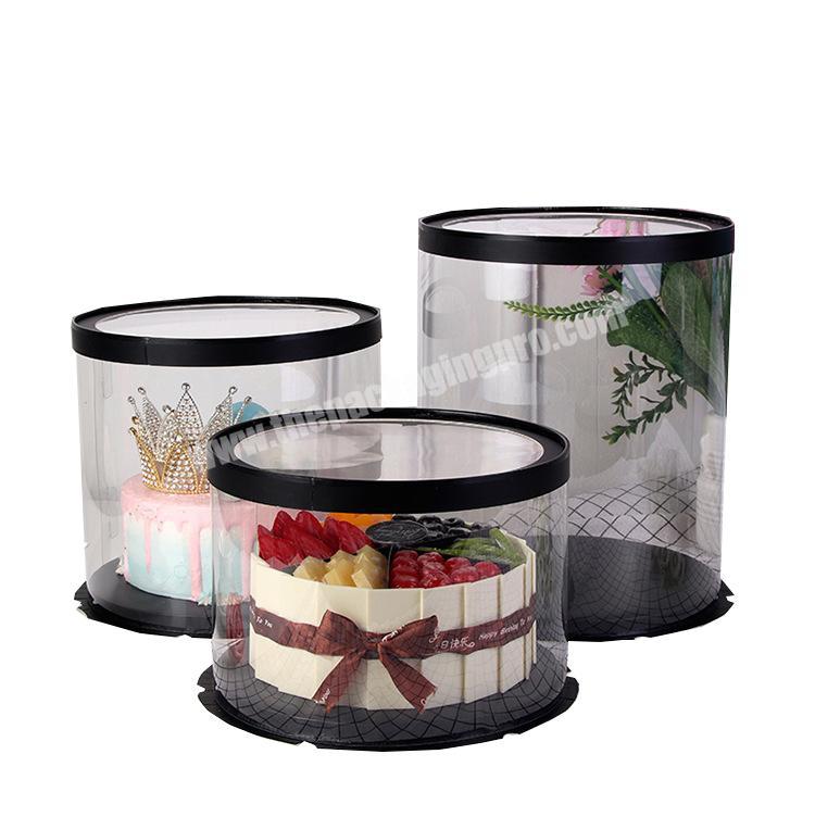 Luxury Custom Logo White Clear Round Square Tall Transparent Cake Box Pet Pvc Wedding Birthday Party Gift Box