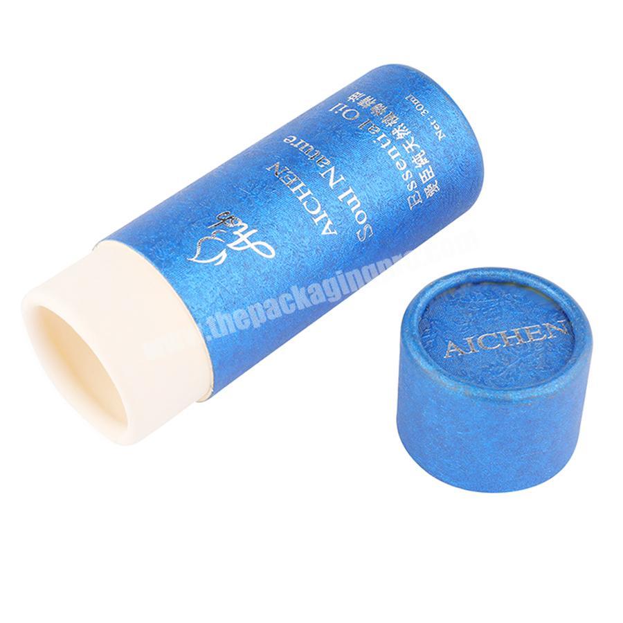 customized recyclable gift paper tube blue gold silver foil printing cardboard tube packaging kraft paper