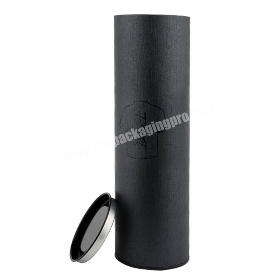 factory price customized logo printed UV foil black tall paper tube cardboard cylinders perfume box