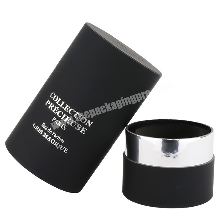 fancy gift box packaging boxes custom cylinder frosted black silver foil paper tube hard cardboard box cylinder