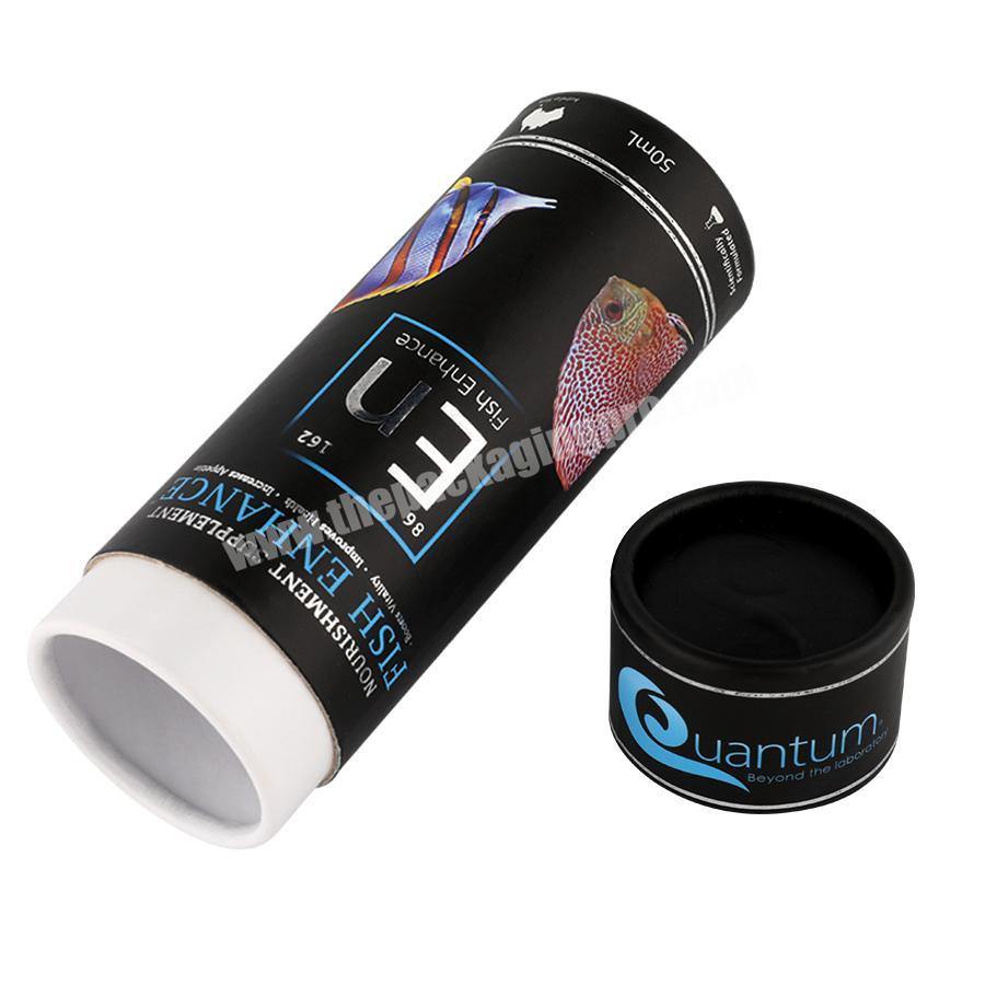 high quality customized round paper tube cylinder black luxury boxes perfume 50ml packing