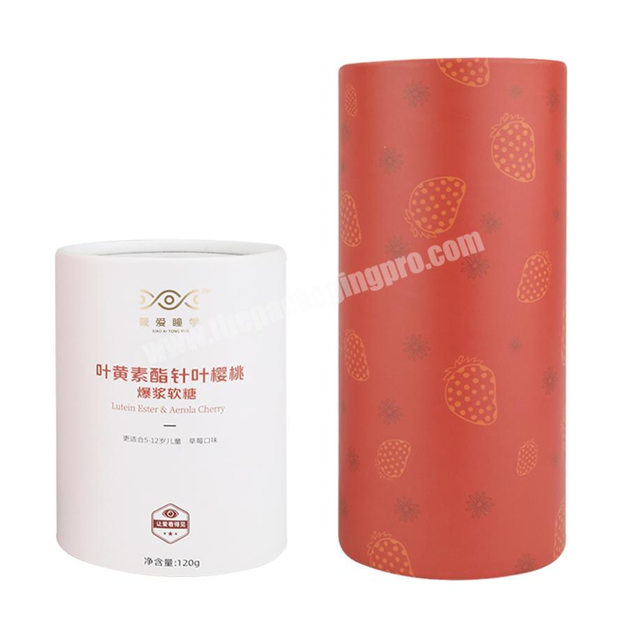 packaging box red white color customized logo round paper tube box cylinder packaging with logo
